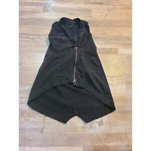 Unknown brand small womens zip up black high low vest